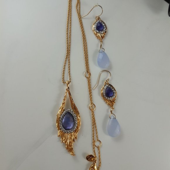 Retired Alexis Bittar Set Necklace Pendant and Drop Earrings with Amethyst - Picture 8 of 13